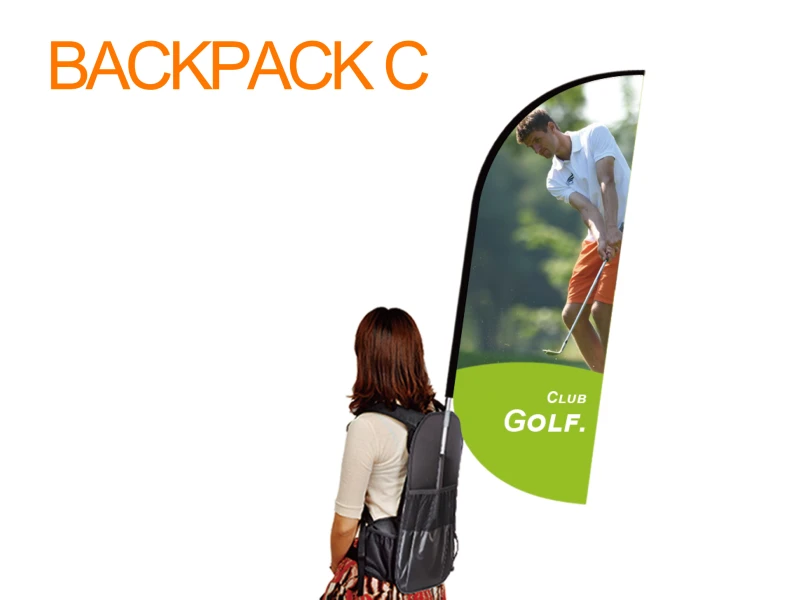 C shape backpack flag