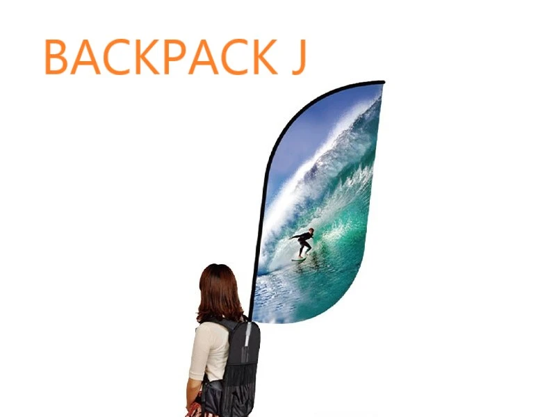 J shape backpack flag