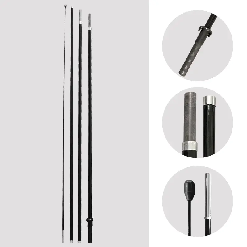 Close-up of modular carbon fiber flag poles for feather banner flags