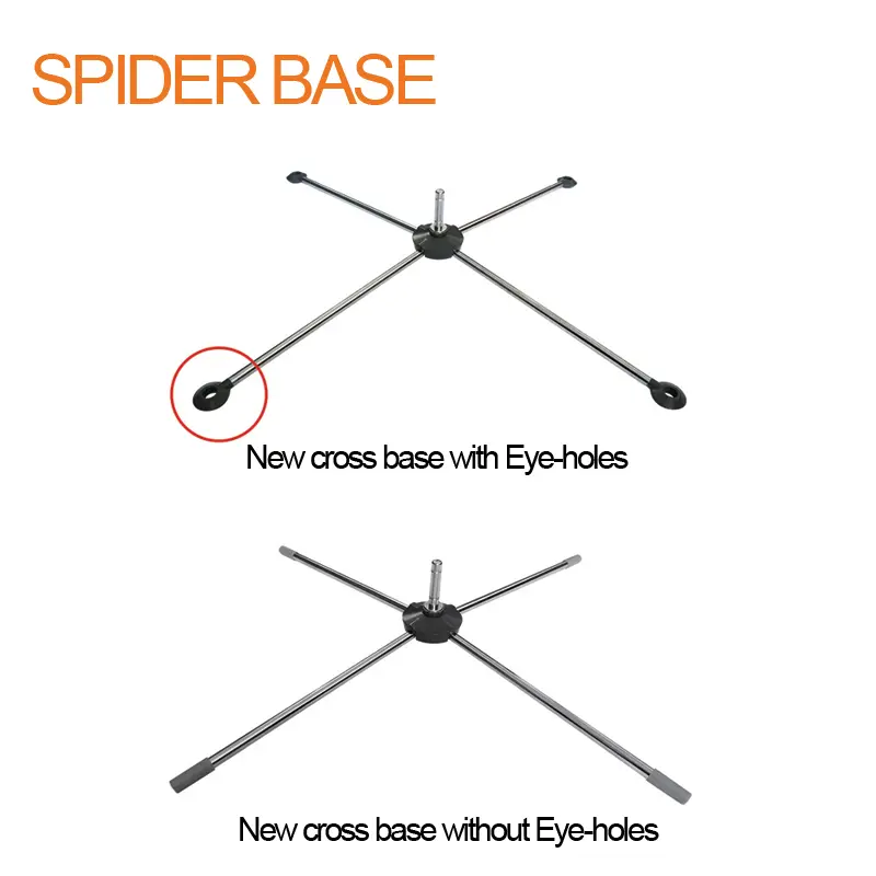 Multi-leg spider flag base with ground peg holes, carbon steel construction for adaptable outdoor use