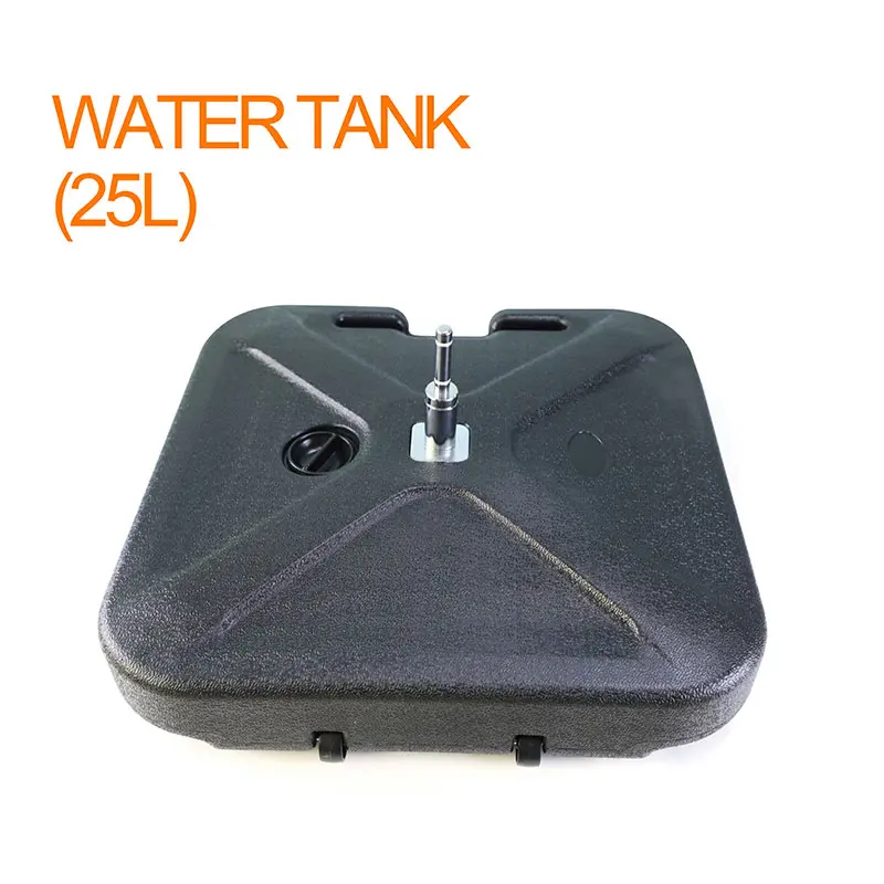 WZRODS WT580B 25L industrial water tank with ball valve control | Double-wall HDPE construction and forklift pockets | Heavyweight stabilization for outdoor banner stands