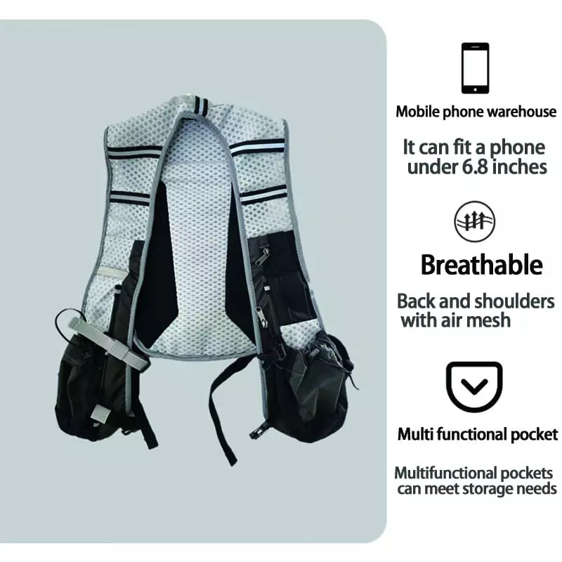 marathon pacer flag backpack with 6.8-inch phone pocket, multi-functional storage, and air mesh ventilation for active lifestyles.