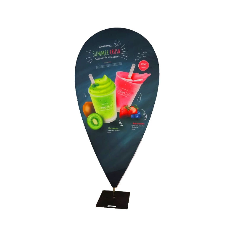blue summer pin-point promotional banner , featuring green and pink drinks on black base