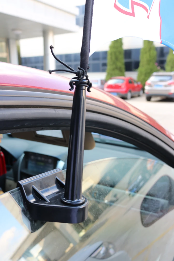 Car window flag with carbon fiber flagpole gallery 15 Close-up of Car window teardrop flags base