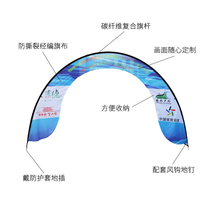 旺展竞赛级无人机穿越系统 - 防撕裂旗布+碳纤维组件 威海旺展碳纤维穿越门系统全组件展示:含防护套地插+经编旗布+可收纳碳杆