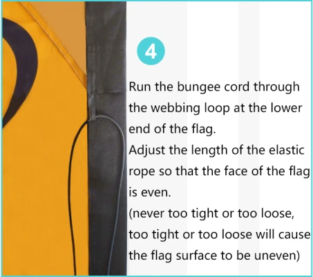 Adjusting bungee cord tension for smooth flag surface
