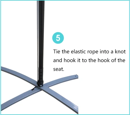 Securing bungee cord to base hook for stable flag display