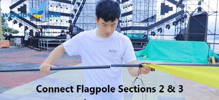 how to set up feather flags step5: connect flagpole sections 2 & 3