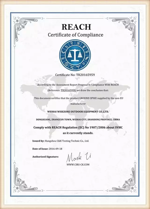 Wzrods REACH Compliance Certificate - Ground Spikes